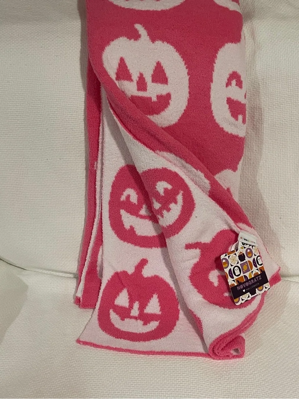 Novogratz Feather Pink Oversized Pink Throw Happy Pumpkin Throw Halloween Throw